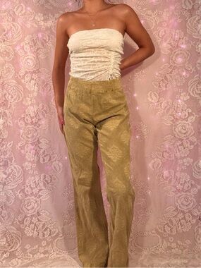 NWT Free People tan green patterned trousers